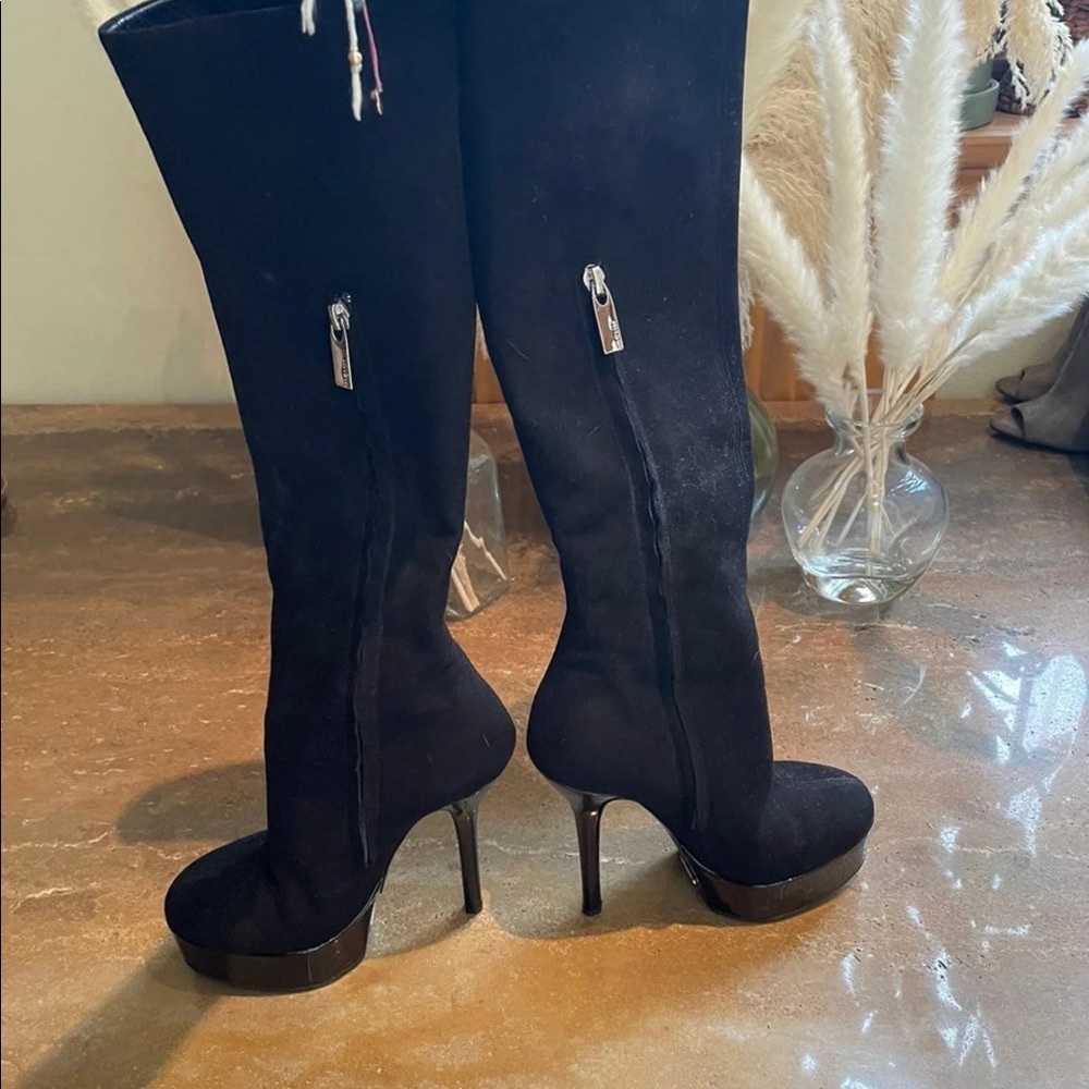 Vicini black knee high platform boots, 5